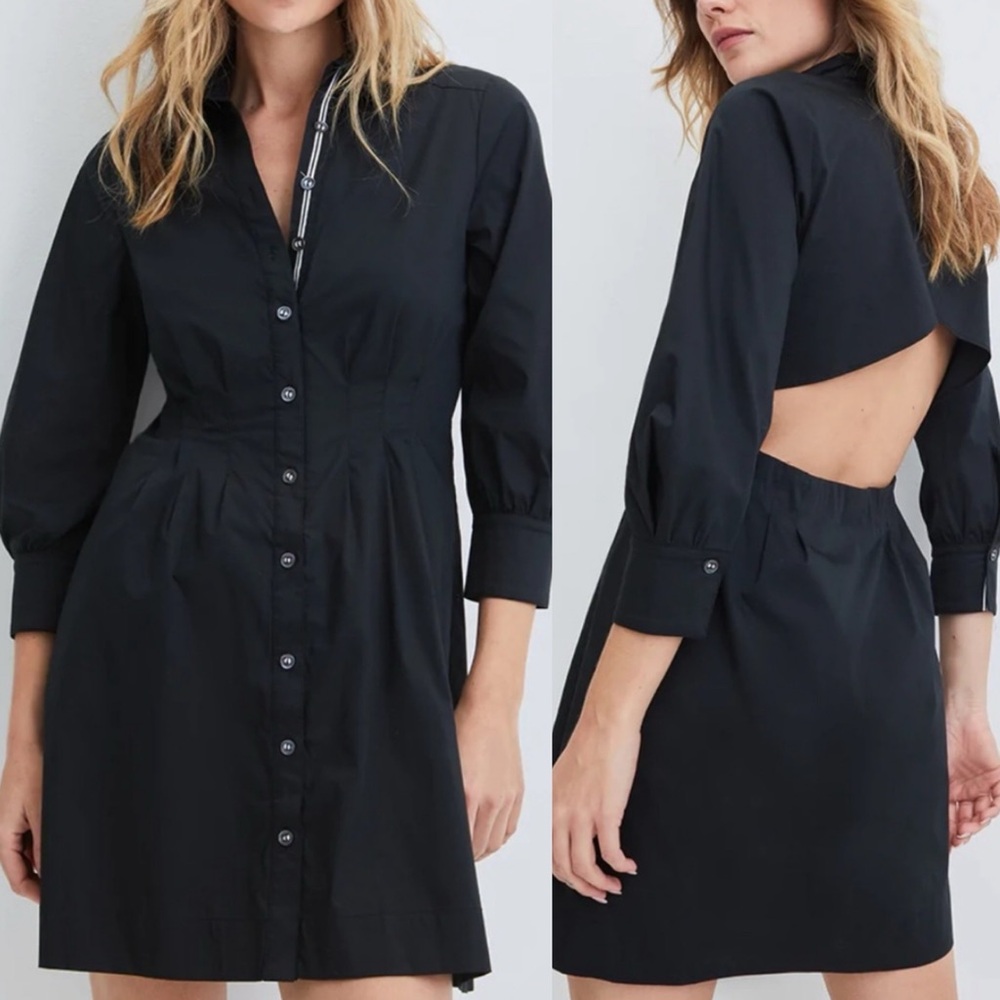 VERONICA BEARD
Polina Button-Front Pleated Shirt Dress size 14 black - Picture 5 of 10